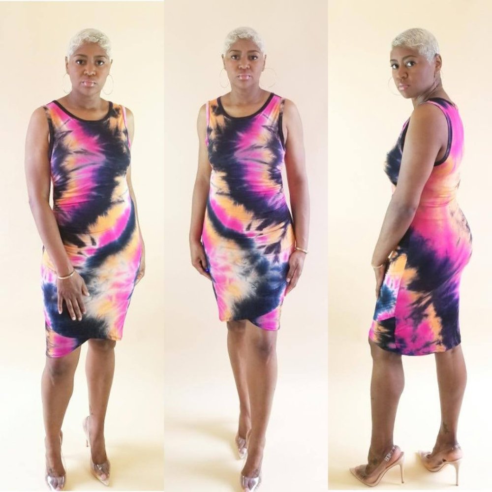 Sleeveless Tie Dye Body Dress